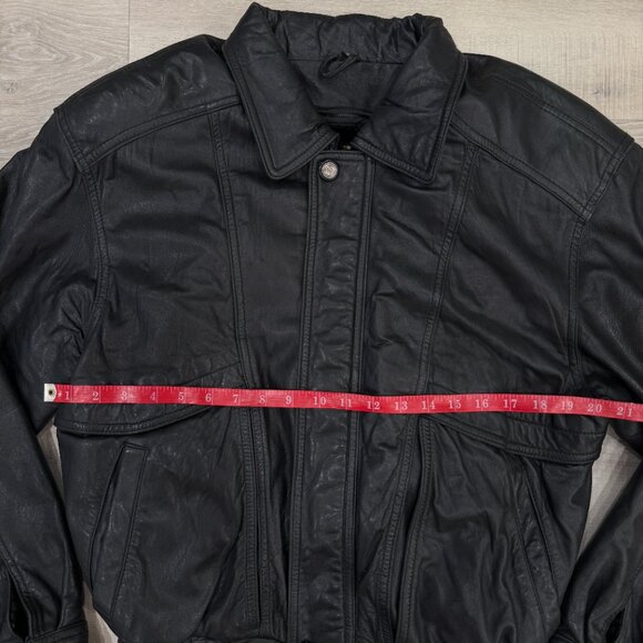 Black Genuine Leather Jacket - Picture 3 of 9